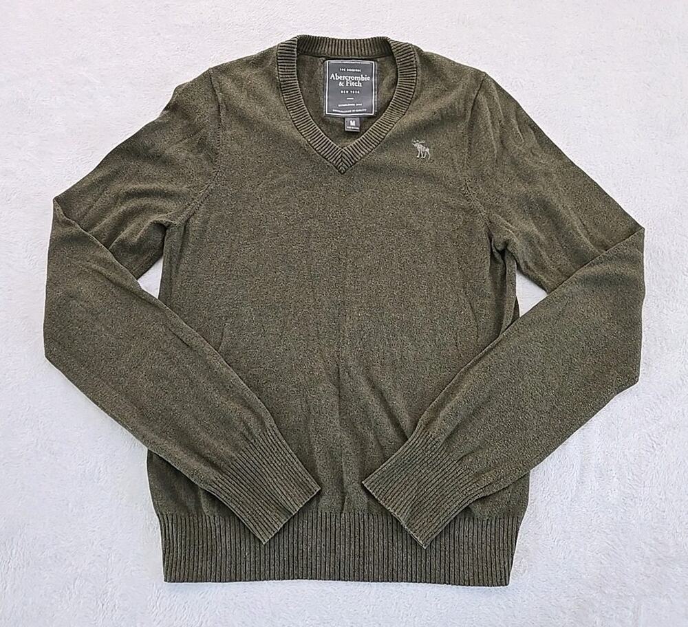 Abercrombie & Fitch Muscle Fit Vneck Wool Blend Sweater Mens Sz Med Y2K Preppy